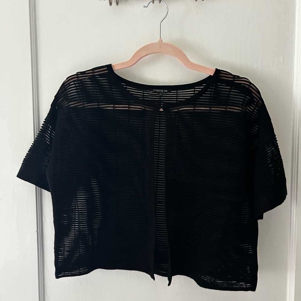 Lafayette 148 NY sheer, black jacket